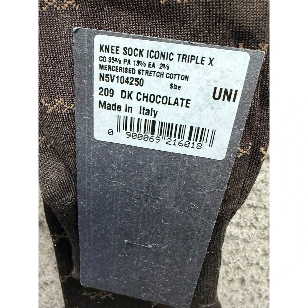 NWT Ermenegildo Zegna Iconic Triple X Knee Socks Dark Chocolate One Size Unisex
